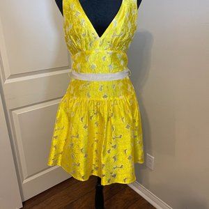 BCBG Max Azria Yellow Silk Open-Back Dress, Size 2